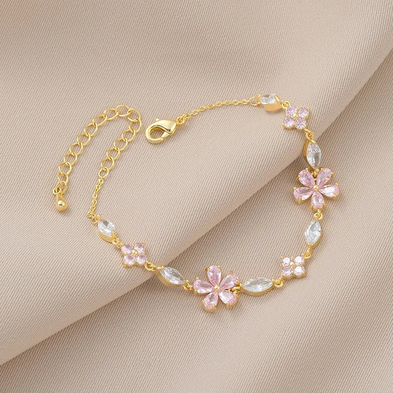 Shimmering Crystal Flower Bracelet
