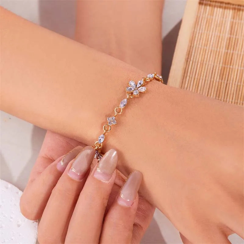 Shimmering Crystal Flower Bracelet