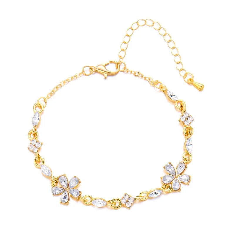 Shimmering Crystal Flower Bracelet