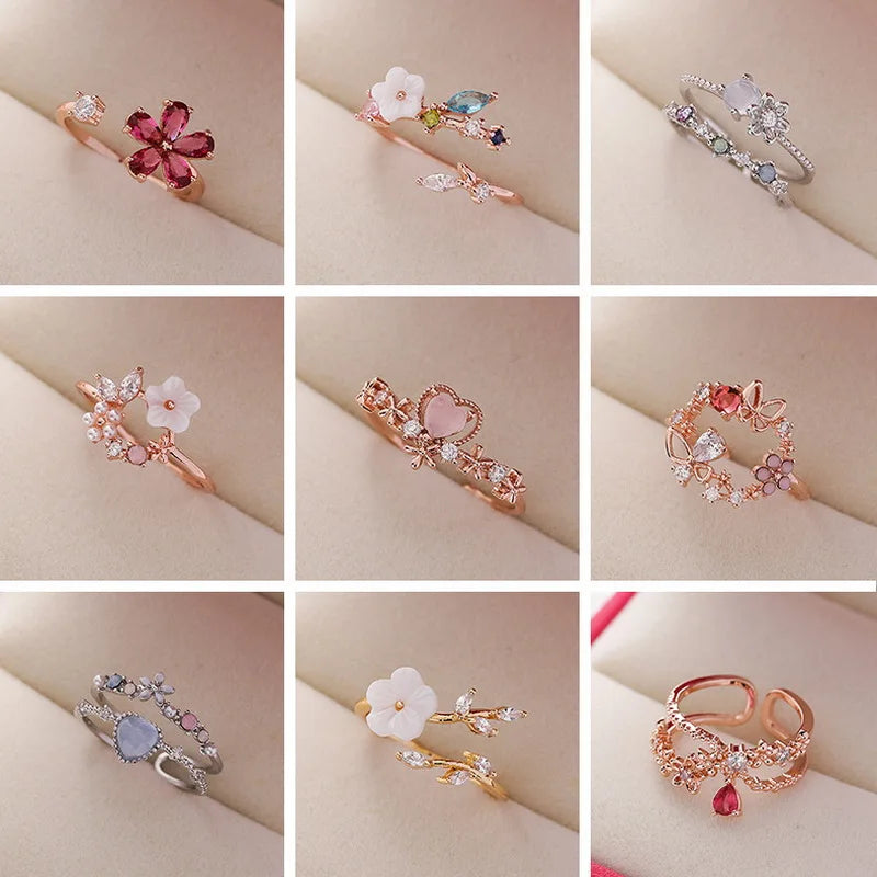 Sparkling Butterfly Rings