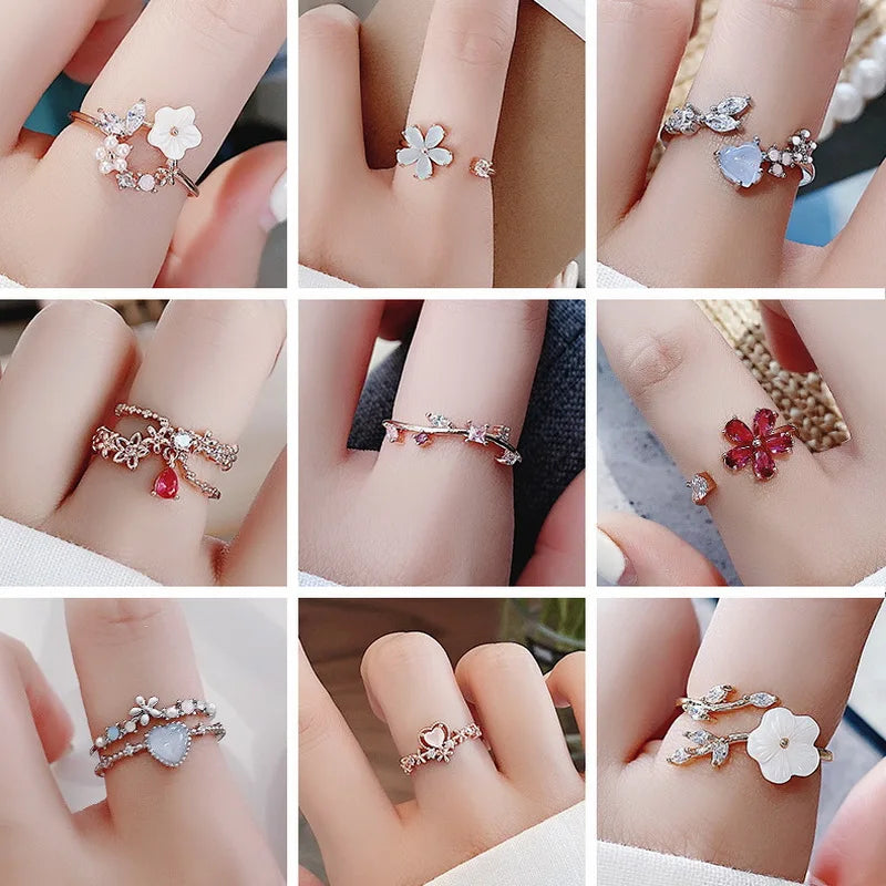 Sparkling Butterfly Rings