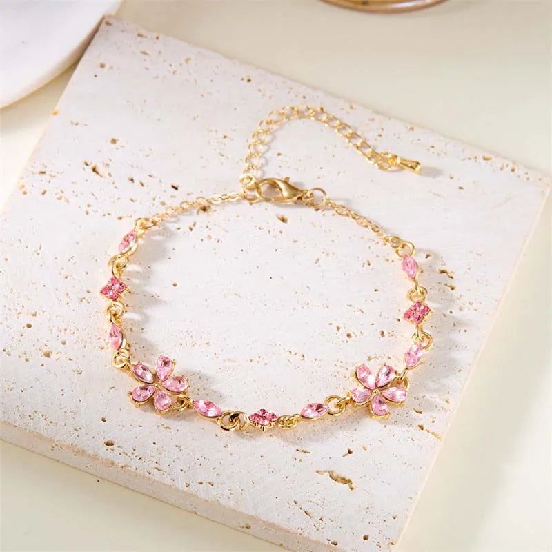 Shimmering Crystal Flower Bracelet