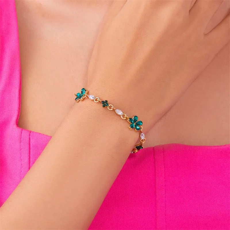 Shimmering Crystal Flower Bracelet